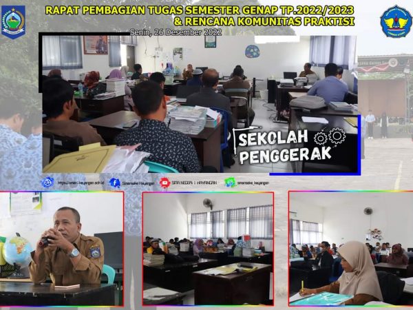 RAPAT PEMBAGIAN TUGAS GURU/TU DALAM MEMPERSIAPKAN KEGIATAN BELAJAR MENGAJAR PADA SEMESTER GENAP TP. 2022/2023.