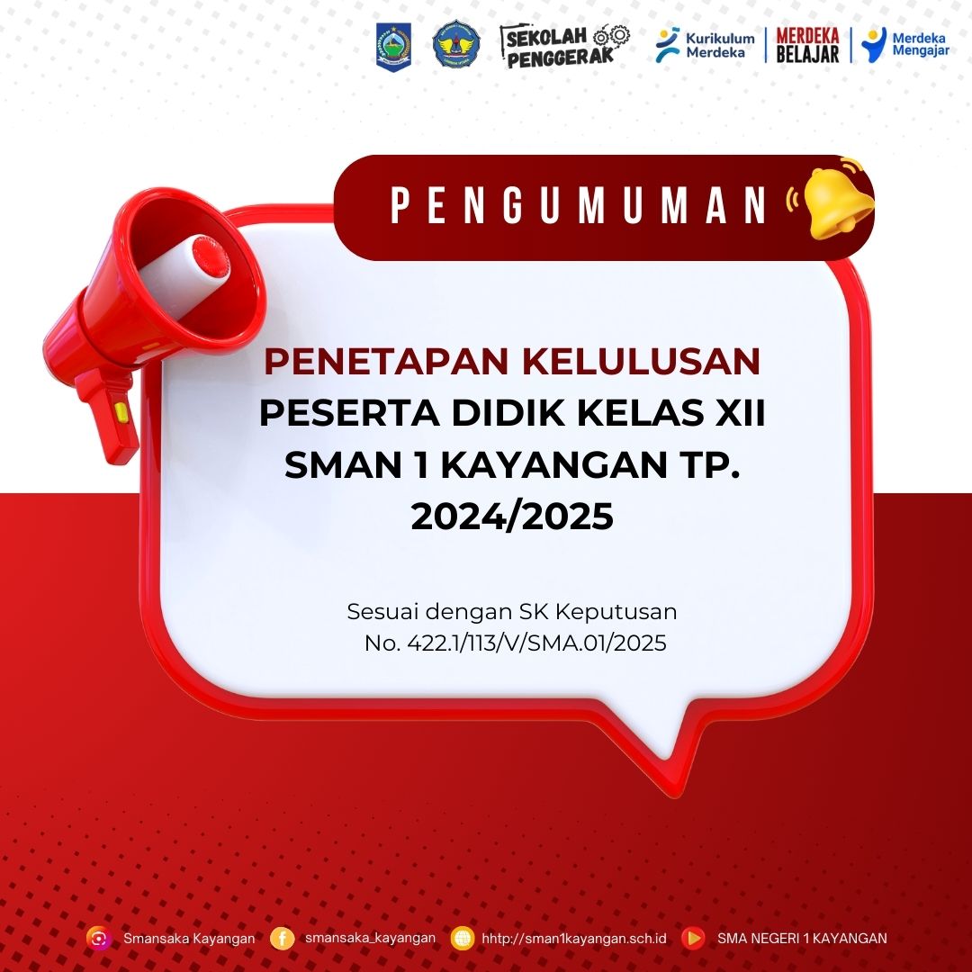 PENETAPAN KELULUSAN PESERTA DIDIK KELAS XII SMAN 1 KAYANGAN TP. 2024/2025
