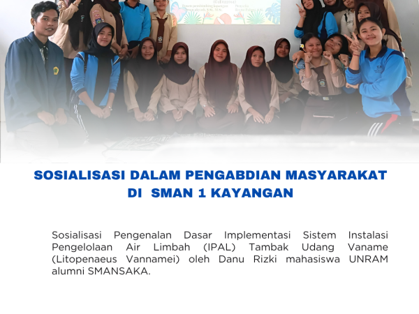 Sosialisasi sistem mekanisme IPAL Mahasiswa UNRAM di SMAN 1 Kayangan.